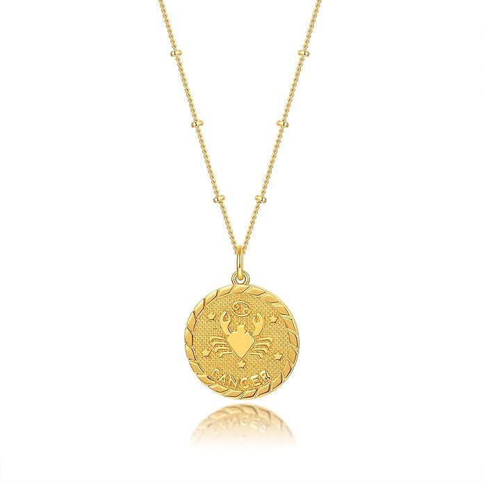 espere Astrology Zodiac Necklace in Gold | Horoscope Zodiac Pendant Coin Medallion Necklace 18-20... | Amazon (US)