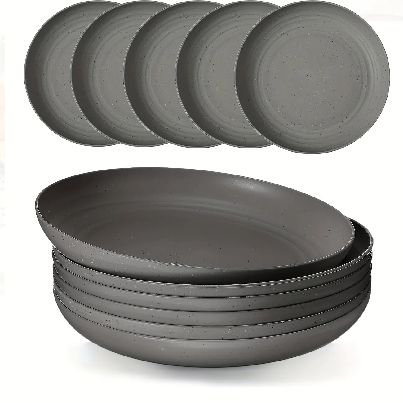 Set Of 5 Unbreakable Dinner Plates, Durable Wheat Straw Plates, Reusable 9'' Large Plates Alterna... | Temu Affiliate Program