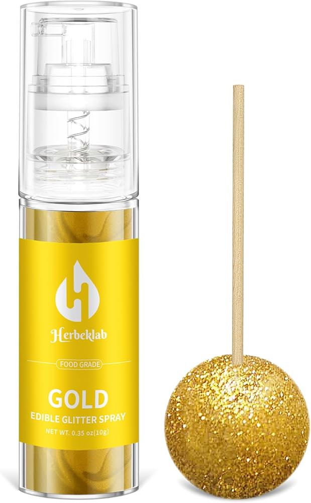 Gold Edible Glitter Spray - 10g Herbeklab Edible Gold Glitter for Cakes Food Grade Metallic Shimm... | Amazon (US)