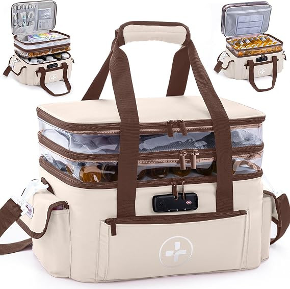 BAGSFY 3-Tier Medicine Organizer with Combination Lock – Large Medicine Bag, Empty First Aid Ki... | Amazon (US)