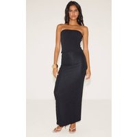 Black Textured Jersey Mid Rise Maxi Skirt | PrettyLittleThing US