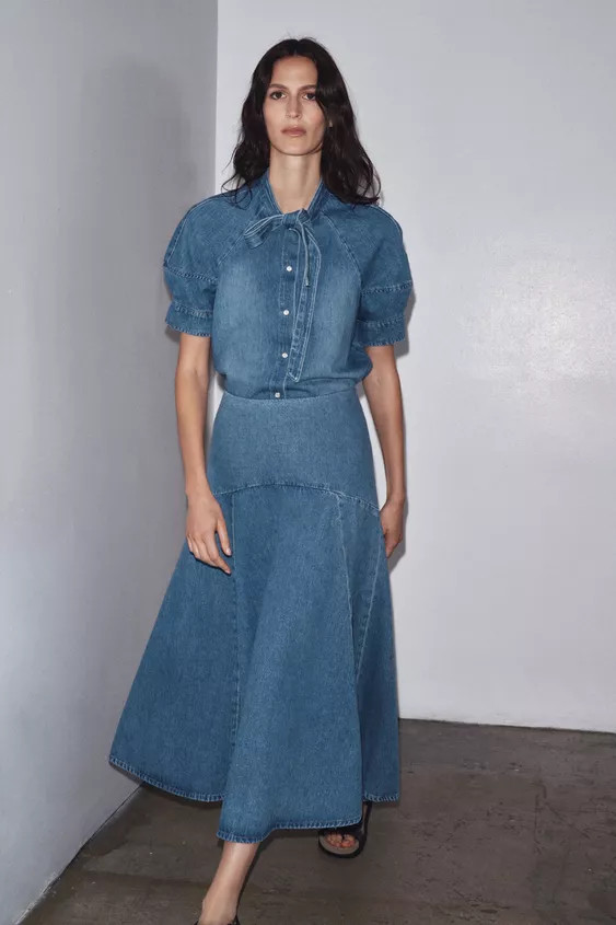 ZW COLLECTION DENIM MIDI SKIRT | Zara US