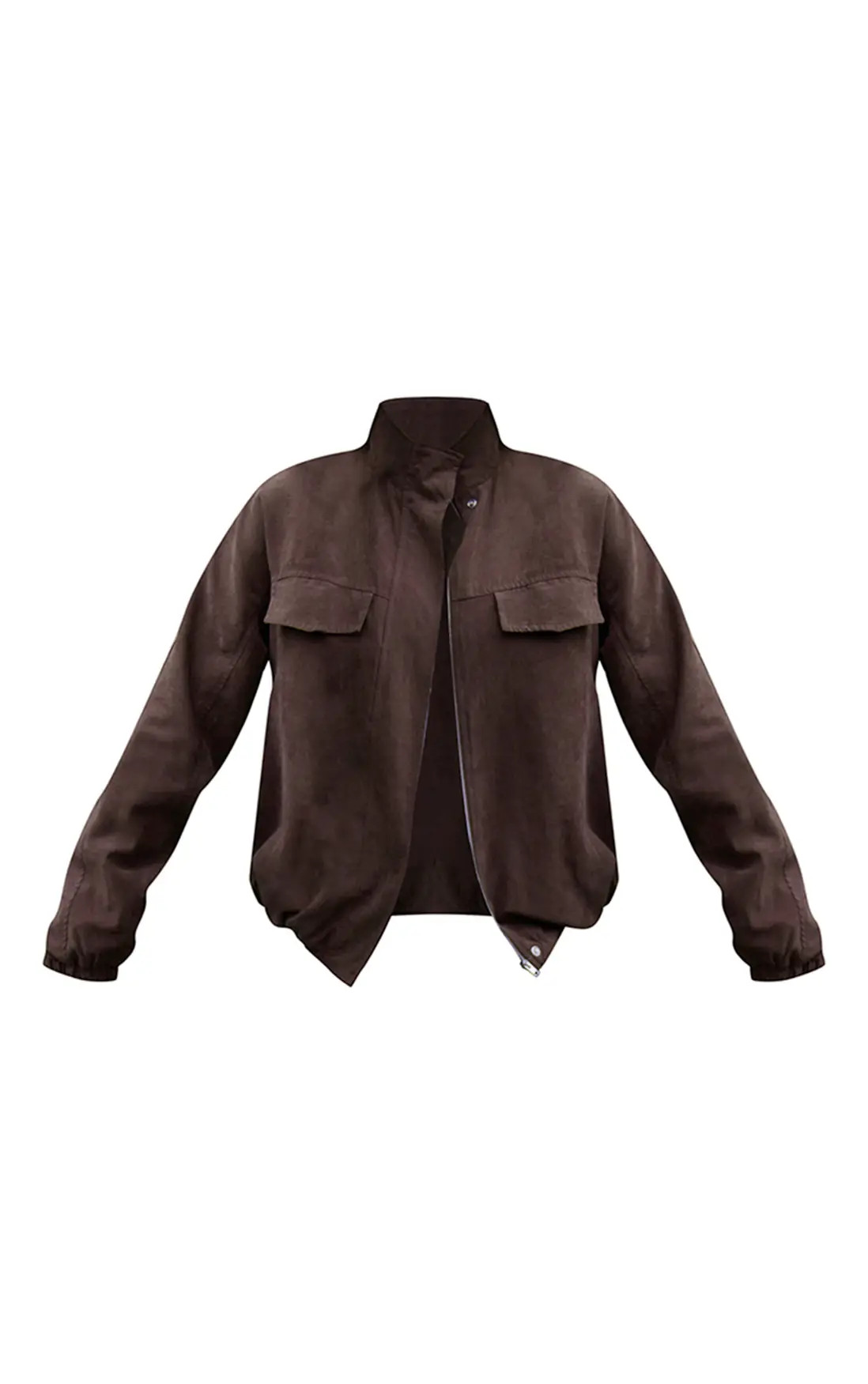 T-Shirts | Beige Peach Skin Zip Up High Neck Jacket | PrettyLittleThing | PrettyLittleThing US