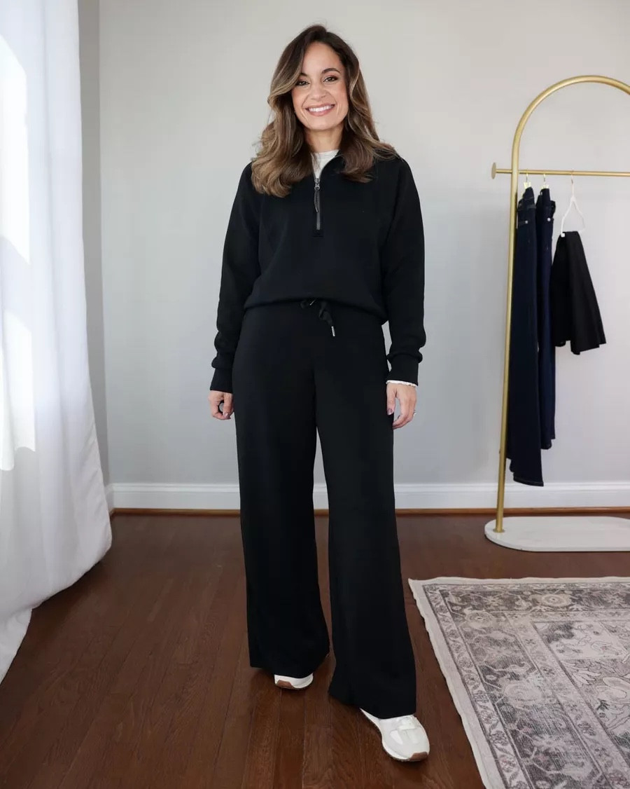Petite-friendly wide leg sweatpants sets!

Outfit 1:
Spanx AirEssentials Wide Leg: petite xs | 28.5” inseam (shrinks in the wash, mine shrank to 28”)
Spanx AirEssentials Sweatshirt: xs Sneakers: size up 1/2 size

Outfit 2:
Pants (BRF): xxs - 28” inseam
Sweatshirt (BRF): xxs
Sneakers (Gola): tts

Outfit 3:
AirEssentials Wide Leg Pants (Spanx): Petite XS - tts | 28.5” inseam (shrinks in the wash)
AirEssentials Turtleneck (Spanx): XS - tts

My measurements for reference: I’m 4’10” and 105lbs. My bust, waist, and hip measurement is 32”, 24”, and 36”.

#LTKPetite #LTKgrwm #LTKSaleAlert