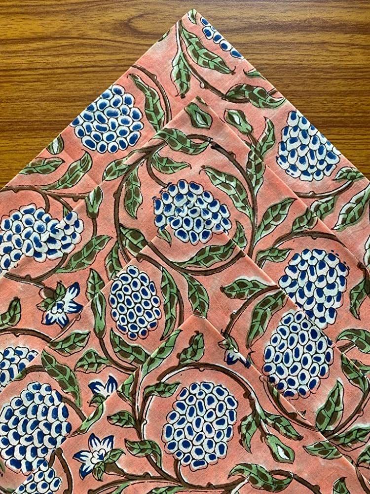 Ridhi Home Kitchen Linen 100% Cotton Cloth Dinner Napkins Handmade Floral Block Print- Soft Desig... | Amazon (US)