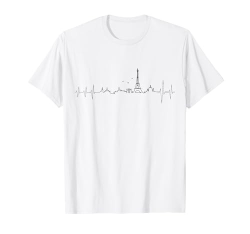 Paris France Heartbeat French Tour City Trip Eiffel Tower T-Shirt | Amazon (US)