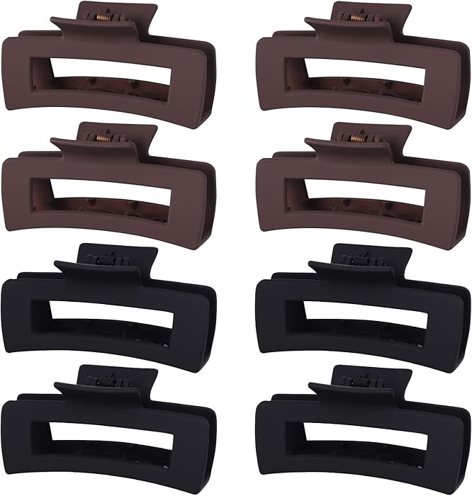 Mandydov 8 Pcs Large Hair Claw Clips 4.1" Non-slip Big Square Matte Hair Claw Clip Black Grey Cla... | Amazon (US)