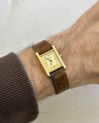 Cartier Tank Must De Cartier Watch Champagne Roman Dial 20.5mm Brown Leather  | eBay | eBay UK