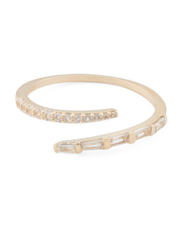14kt Gold White Topaz Bypass Wrap Ring | TJ Maxx