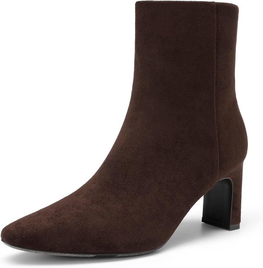 DREAM PAIRS Women's Square Toe Block Heel Ankle Boots | Amazon (US)