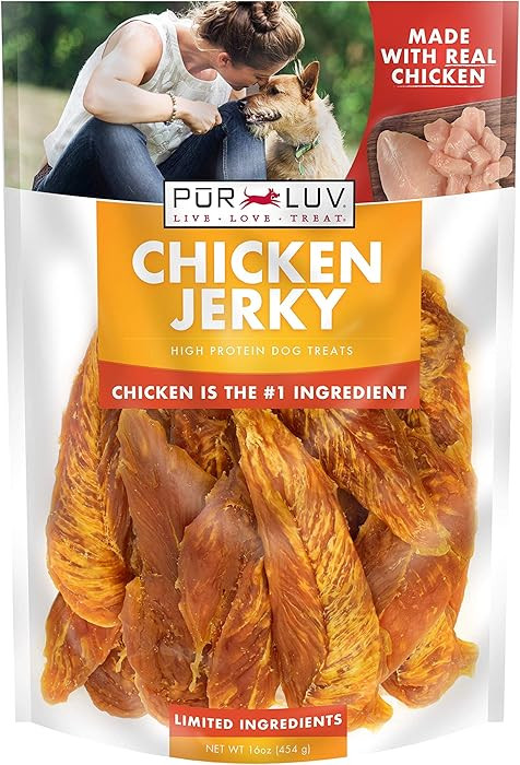 Pur Luv Chicken Jerky Dog Treats, Made with 100% Real Chicken Breast, 16 Ounces, Healthy, Easily ... | Amazon (US)