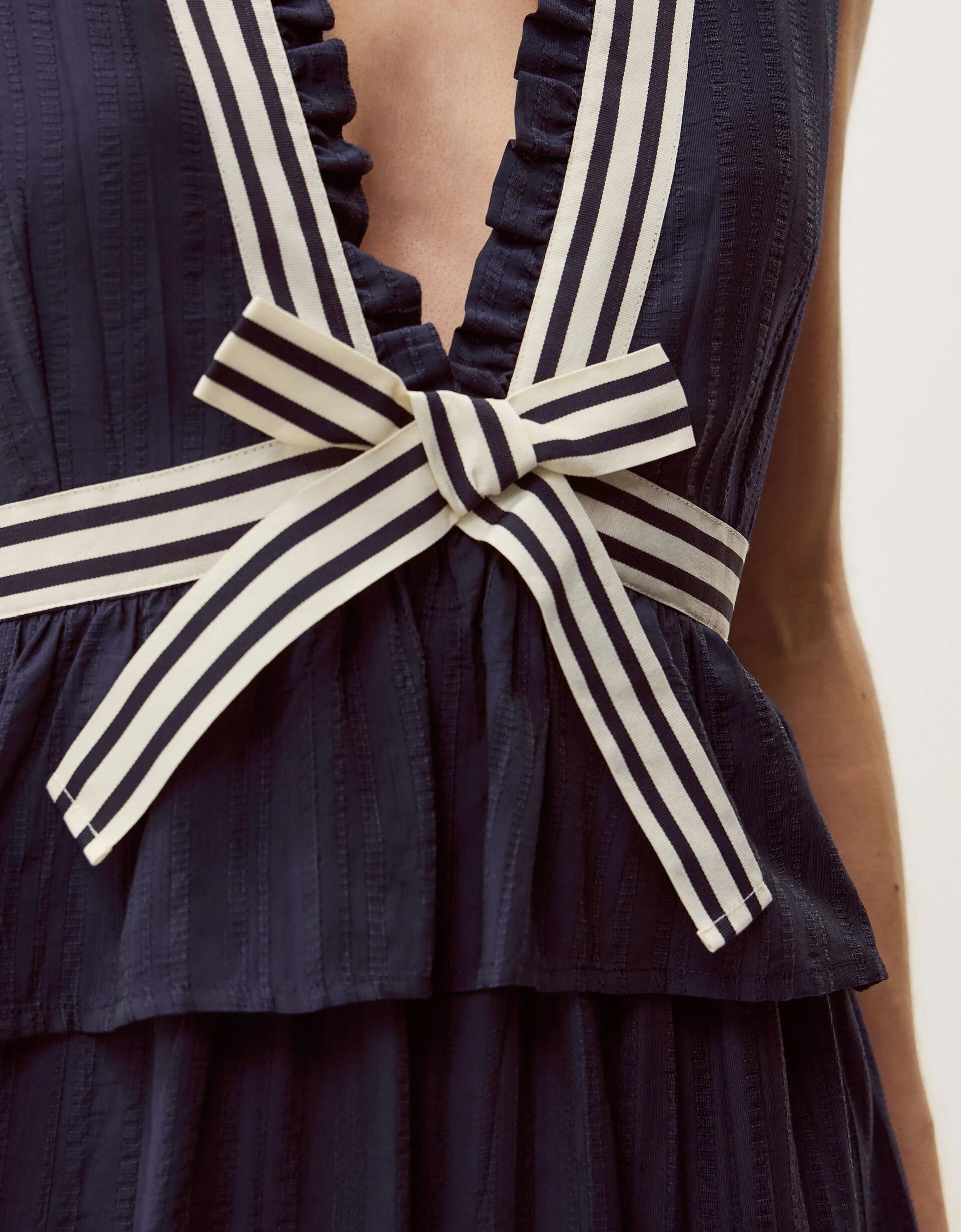 Cece V-Neck Stripe Bow Midi Dress Blue | Monsoon (UK)