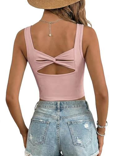 Dokotoo Womens Workout Tank Tops with Built in Bra Casual Sleeveless Shirts Cross Backless Fitted... | Amazon (US)