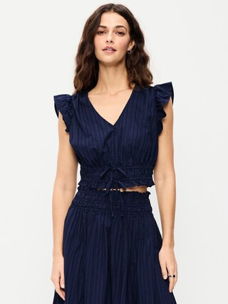 Flutter-Sleeve Poplin Top | Old Navy (US)