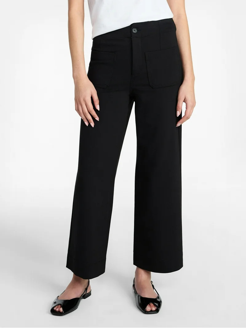 Time and Tru Women's Ponte Knit Patch Pocket Pants, 28" Inseam, Sizes 0-20 | Walmart (US)