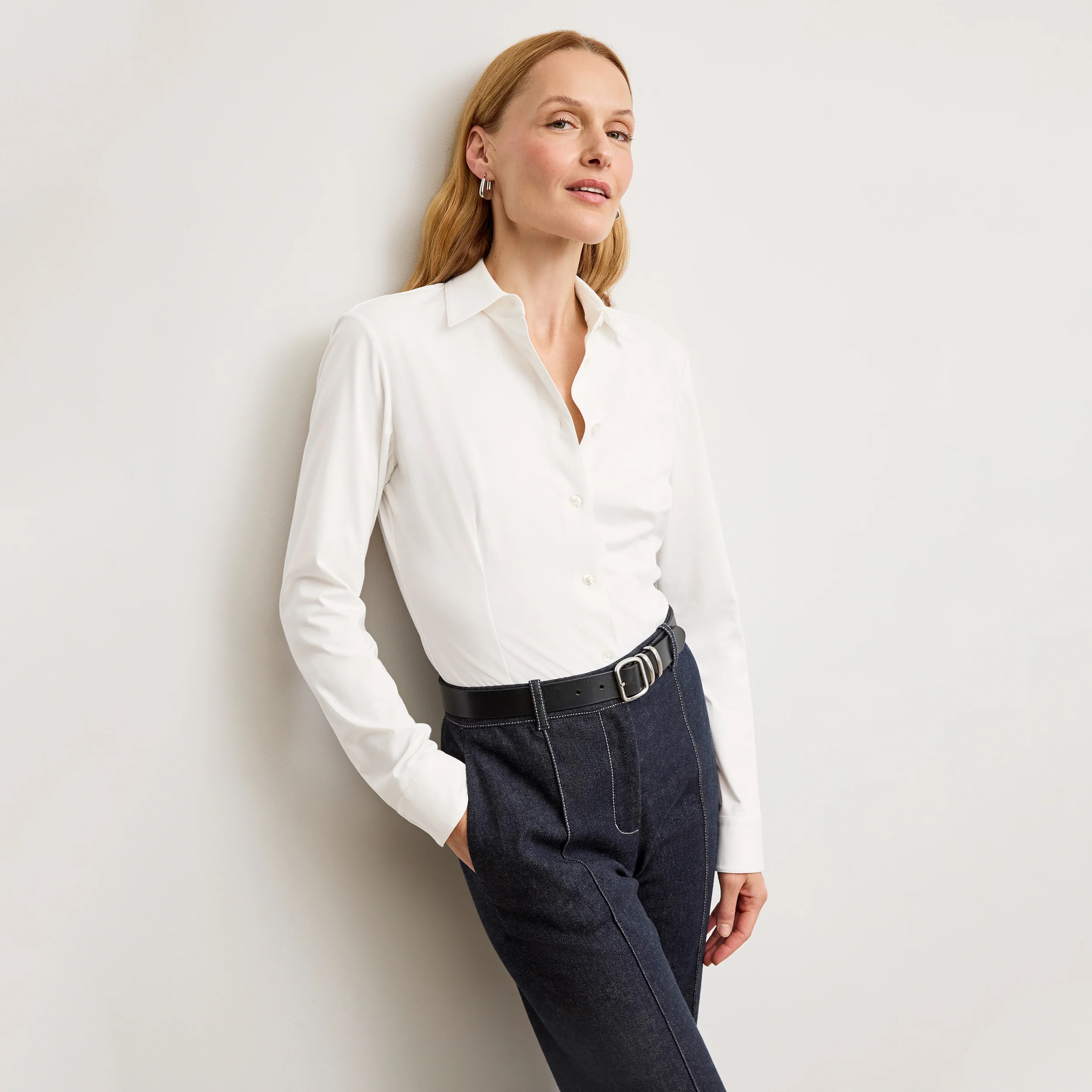 Clemens Flex Shirt - Knit Poplin :: White | MM LaFleur