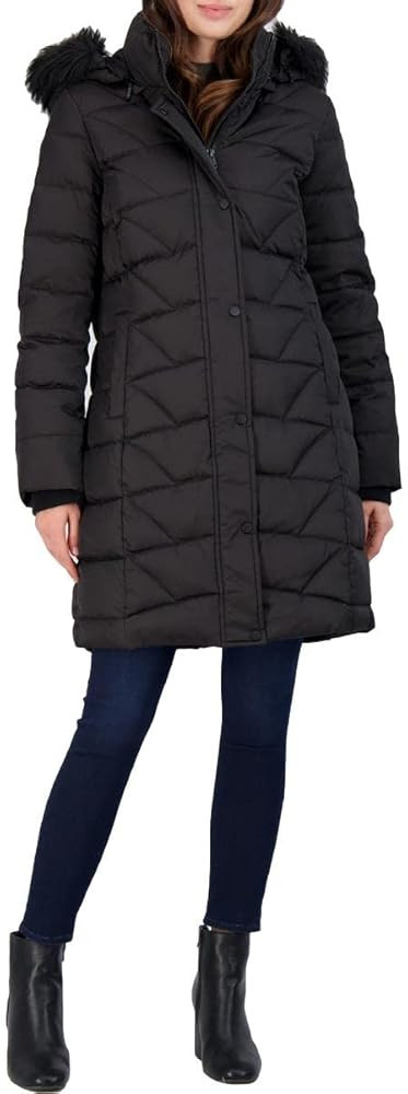 Amazon.com: Marc New York by Andrew Marc Women's Medina Down Jacket with Faux Fur Removable Hood,... | Amazon (US)