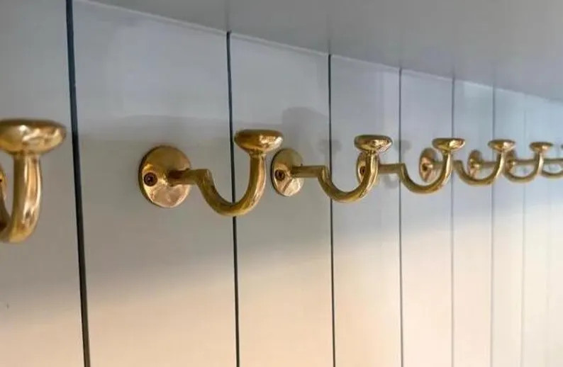 Solid Brass Hook, Unlacquered Brass Hooks, Vintage Antique Brass Wall Hook | Etsy (US)