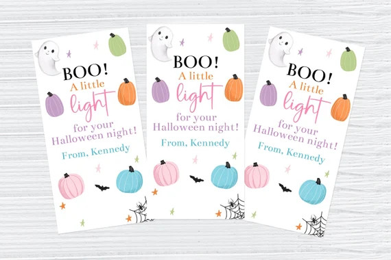 Editable Pastel Pumpkins Ghost Glow Stick Halloween Tag A - Etsy | Etsy (US)
