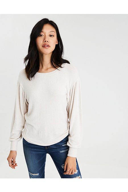 AE SOFT & SEXY PLUSH BALLOON SLEEVE SWEATSHIRT | American Eagle Outfitters (US & CA)