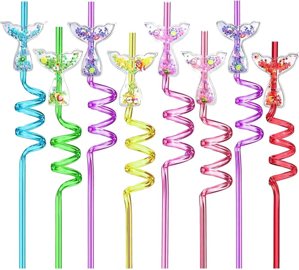 24 Glitter Mermaid Party Favors Mermaid Tail Drinking Straws for Mermaid Birthday Party Supplies | Amazon (US)