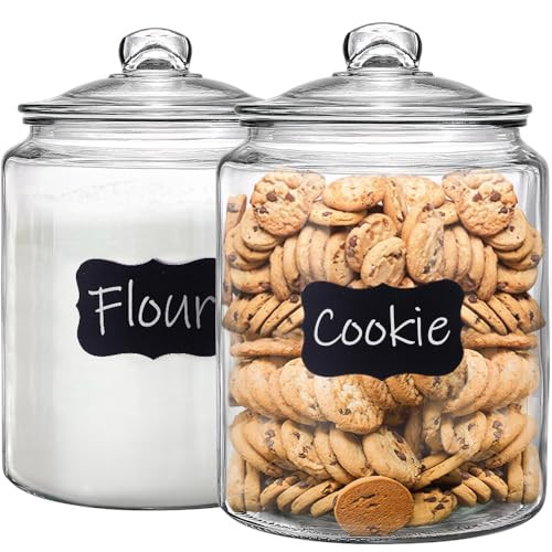 Daitouge 1.5 Gallon Glass Jars with Lids, Large Glass Storage Jars Set of 2, Heavy Duty Glass Canisters for Kitchen, Perfect for Flour, Sugar, Rice, Pasta, Beans, Cookies | Amazon (US)