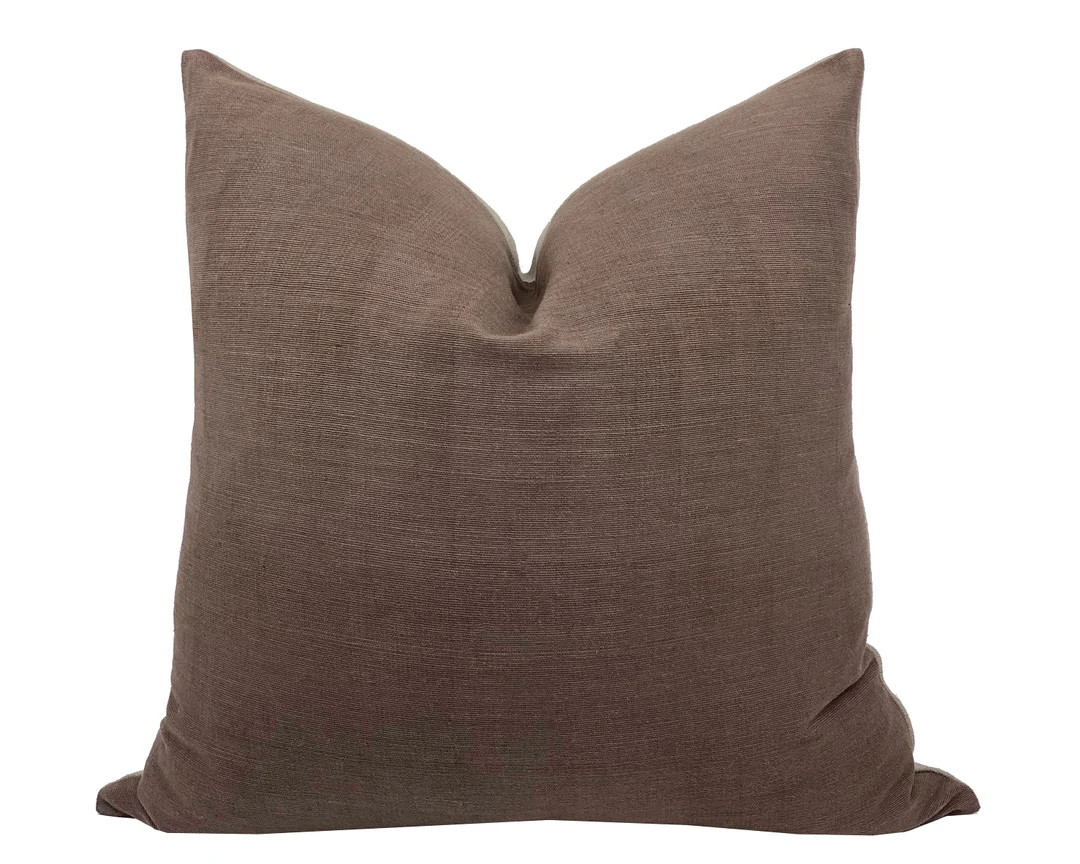 ROWAN Textured Dark Brown Pillow Cover, Hmong Pillow, Farmhouse Pillow, Neutral Brown Pillow, Cho... | Etsy (US)