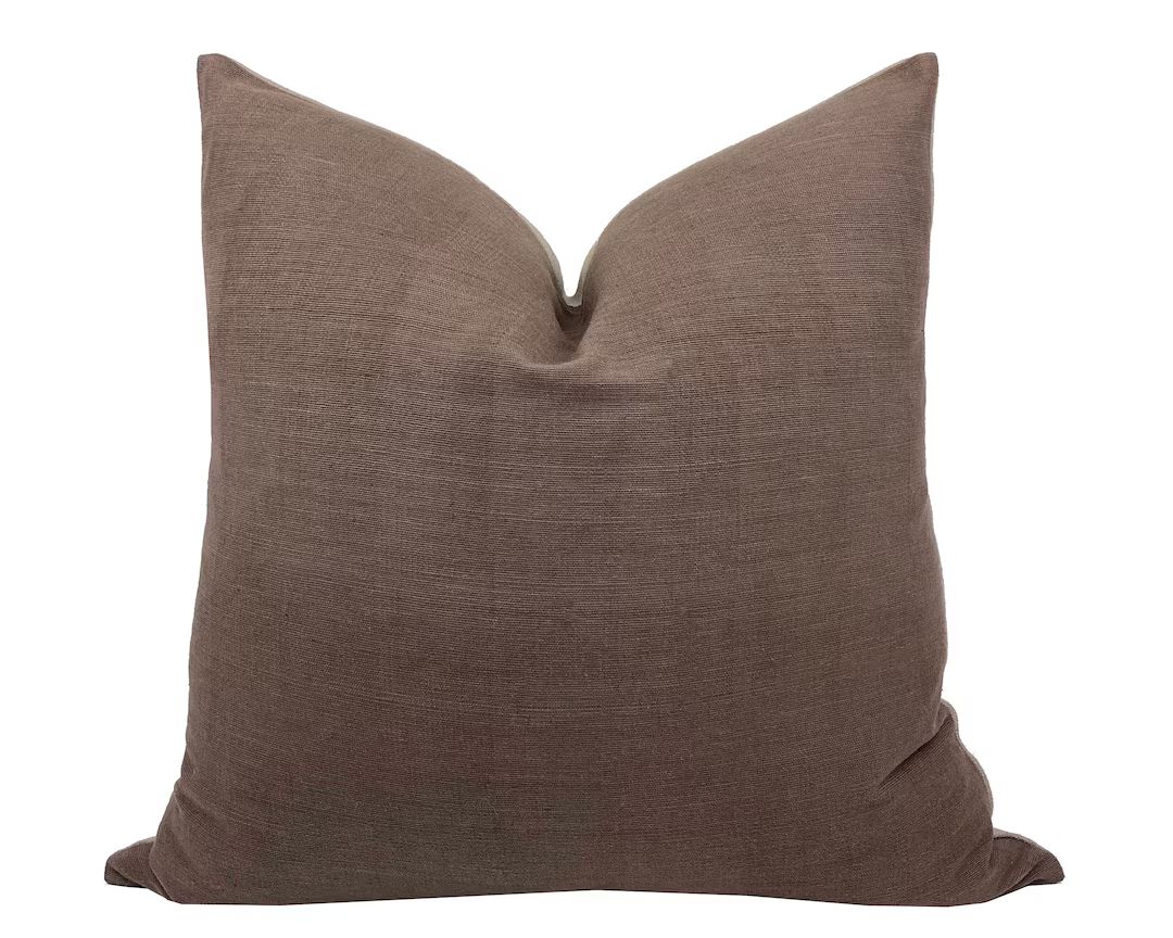 ROWAN Textured Dark Brown Pillow Cover, Hmong Pillow, Farmhouse Pillow, Neutral Brown Pillow, Cho... | Etsy (US)
