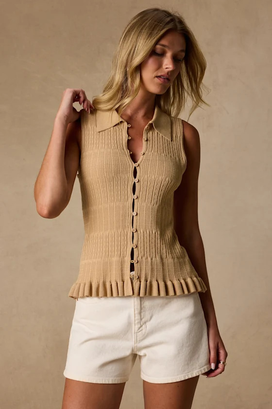 Sana Beige Textured Sweater Knit Tank Top | Lulus