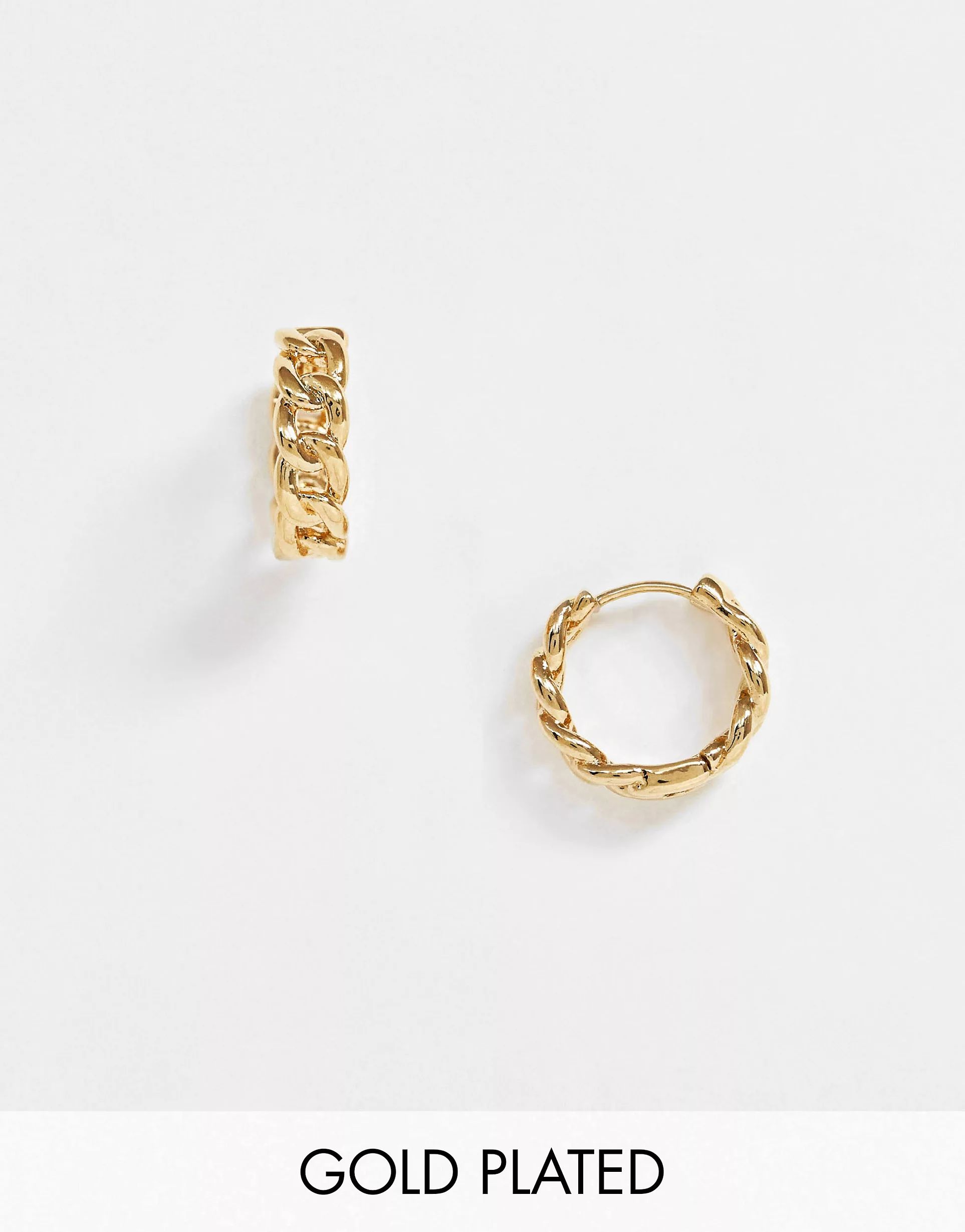 Orelia 18K gold plated chain huggie hoop earrings | ASOS (Global)