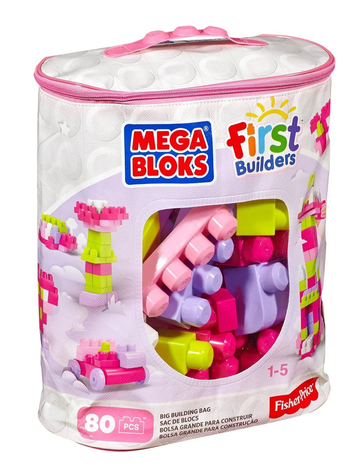 Big Bulding Bag Pink 80 pcs. - Building Set by MEGA Bloks (DCH62) | Walmart (US)