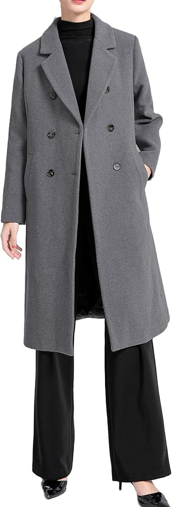Minibee Women's Wool Trench Coats Warm Winter Pea Coat Double Breasted Mid-Long Overcoat Lapel Ja... | Amazon (US)