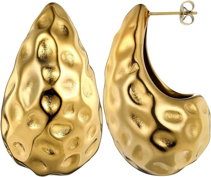 New Gold Waterdrop Earrings Chunky Teardrop Earrings for Women Shiny Hoop Dupes Earrings Fashion ... | Amazon (US)