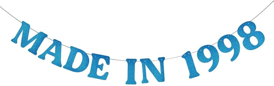WEIANDBO MADE IN 1998 Blue Glitter Banner,Pre-Strung,25th Birthday Party Decorations Bunting Sign... | Amazon (US)