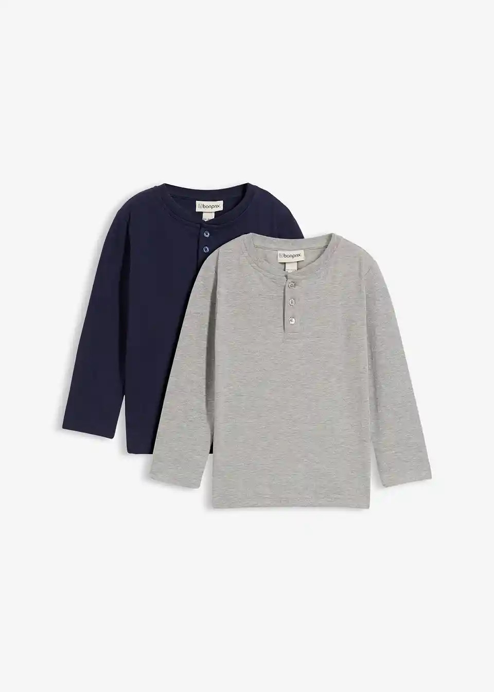 Henleyshirt, Langarm mit Bio-Baumwolle (2er Pack) | Bonprix DE