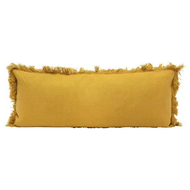 Desert Fields Mustard Yellow Rectangle Cotton Lumbar Pillow with Fringe - Walmart.com | Walmart (US)