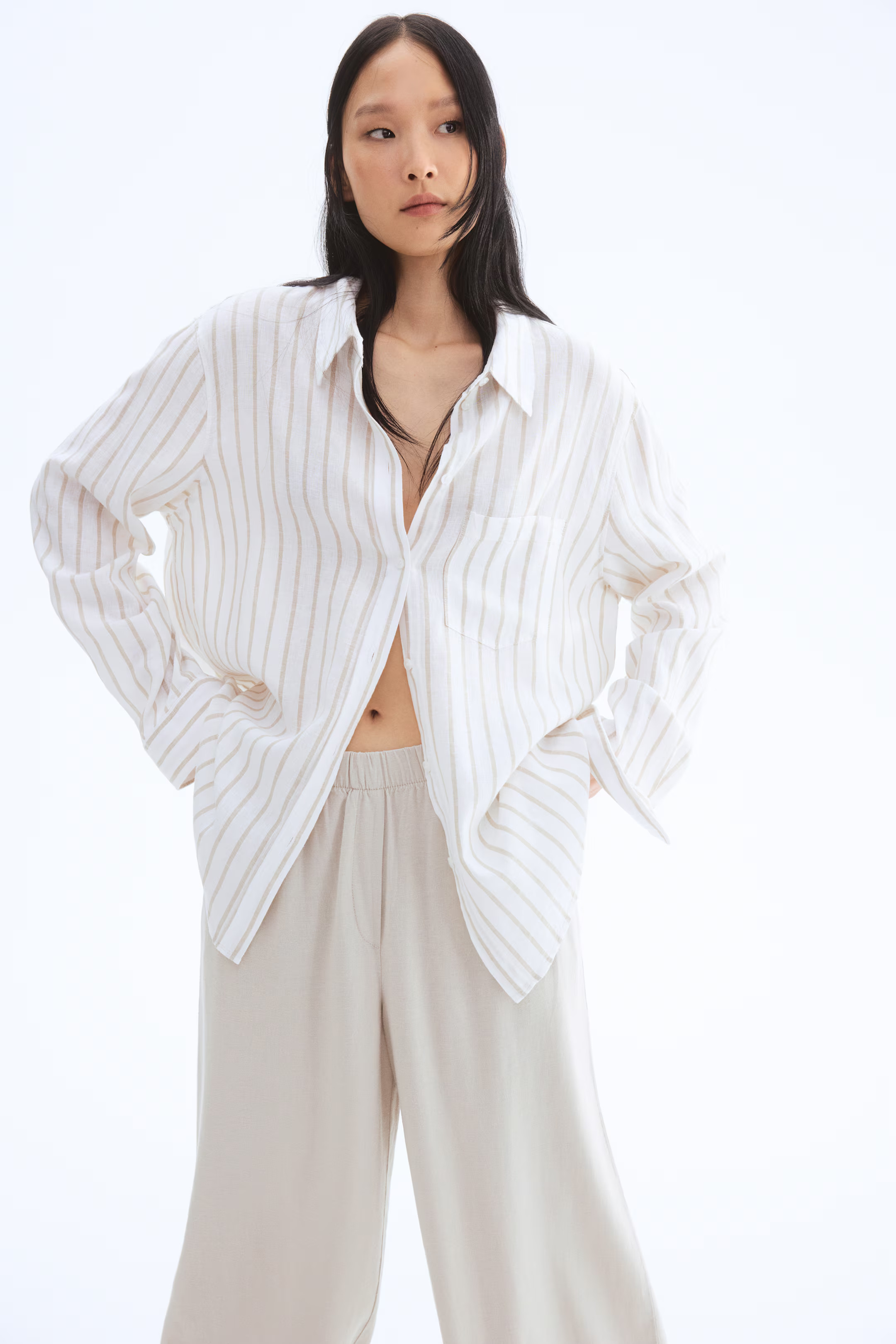 Wide-Leg Linen-Blend Pants | H&M (US + CA)
