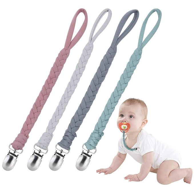 Baby Pacifier Holder for Boys and Girls, Teething Straps Unisex Design, Smoother Clip 100% Handma... | Amazon (US)