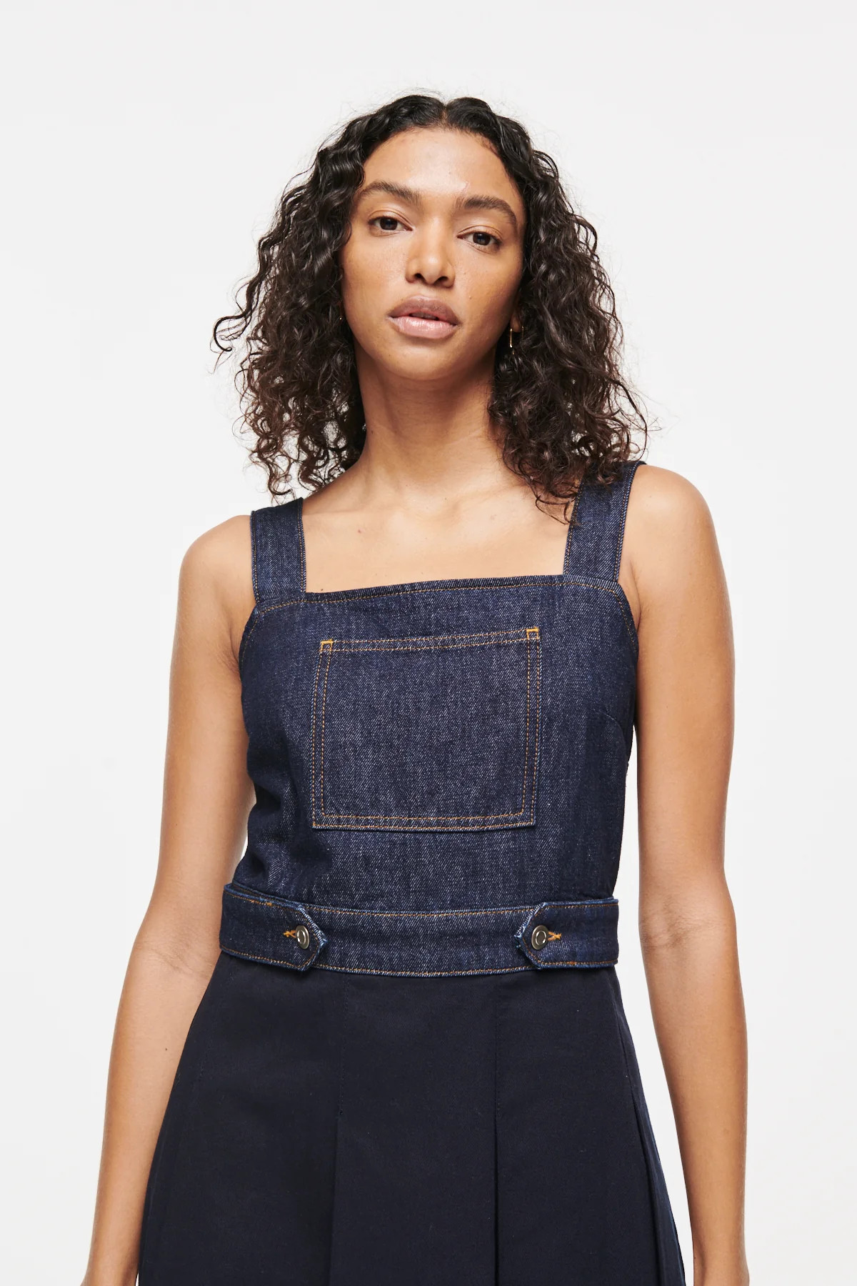 Parks | Cotton and Denim Midi Dress | ALIGNE | ALIGNE USA