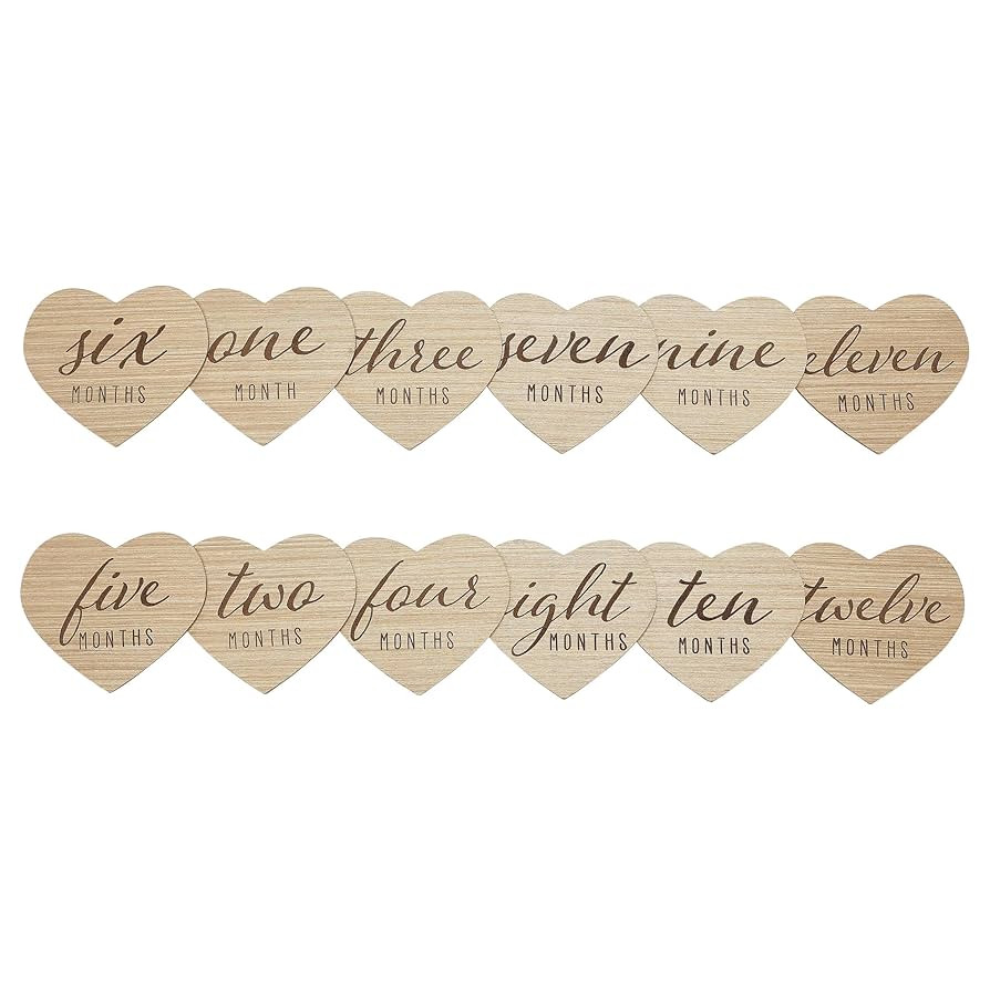 Kate & Milo Heart Shaped Wooden Monthly Milestone Photo Cards, Baby Announcement Cards, Double Si... | Amazon (US)