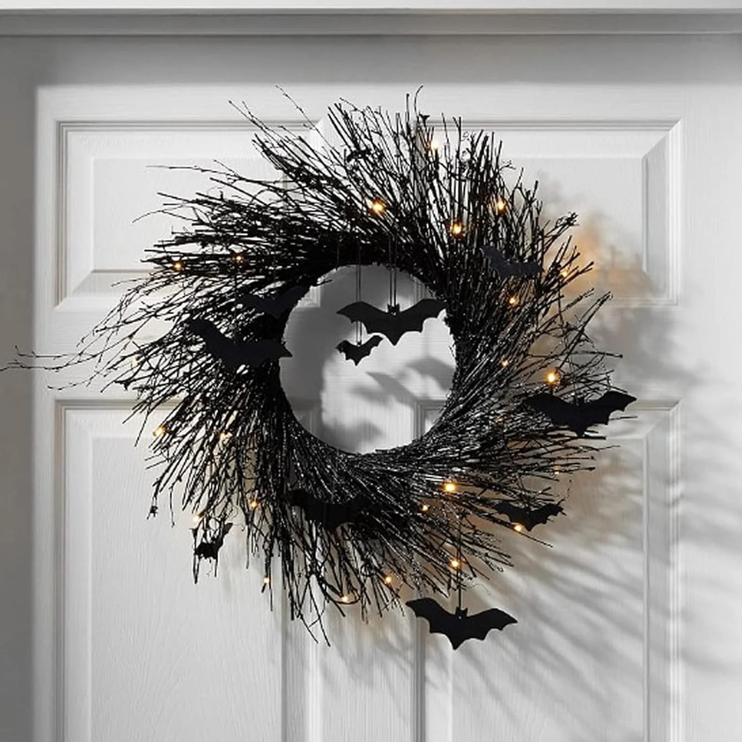 20in Black Bat Wreath Halloween Wreath for Front Door Home Wall Windows Decor for Halloween Party... | Walmart (US)