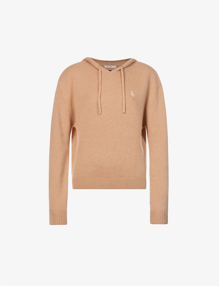 SPORTY & RICH Logo-embroidered cashmere hoody | Selfridges