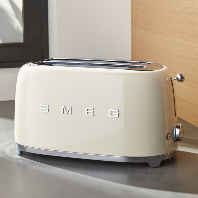 Smeg Cream 4-Slice Toaster + Reviews | Crate and Barrel | Crate & Barrel