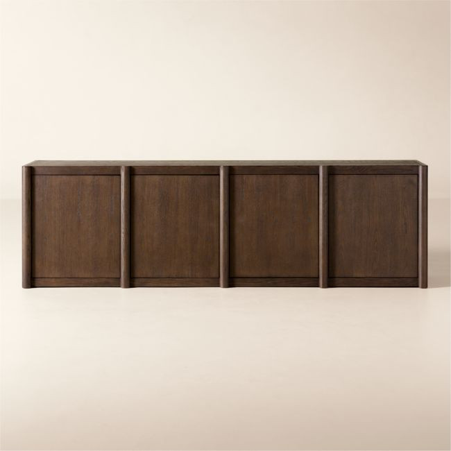 Macron 90"" Dark Brown Oak Media Console | CB2