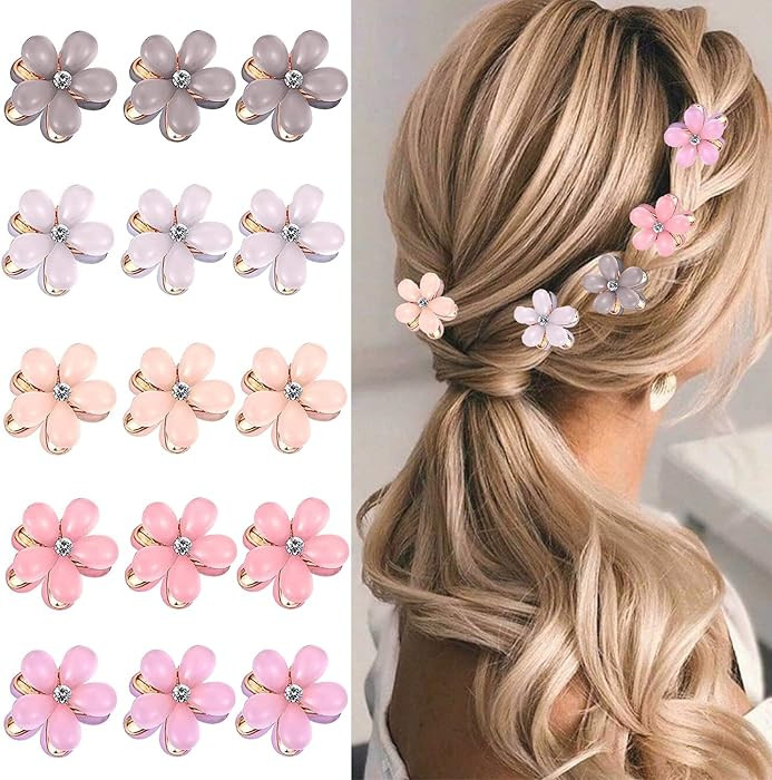 20Pcs Mini Flower Hair Clips Crystal Spring Claw Clips Small Flower Hair Claw Clips for Girls Wom... | Amazon (US)