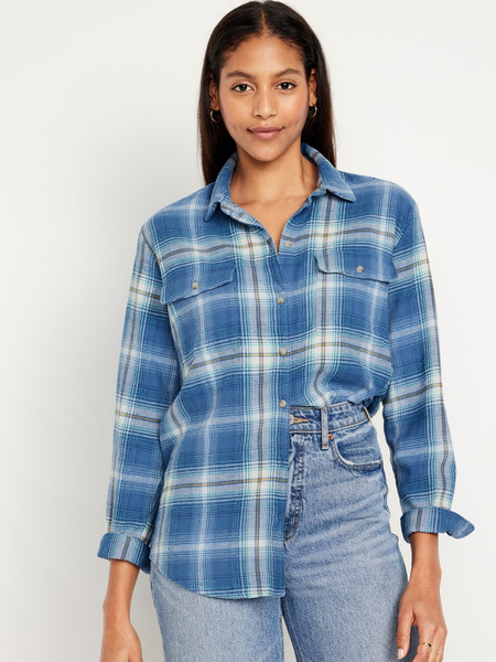 Loose Flannel Boyfriend Shirt for Women | Old Navy (US)