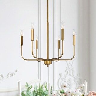 Mid-century Modern 6-Light Chandelier French Country Candle Dining Room Light - D22.5"xH19.2" | Bed Bath & Beyond