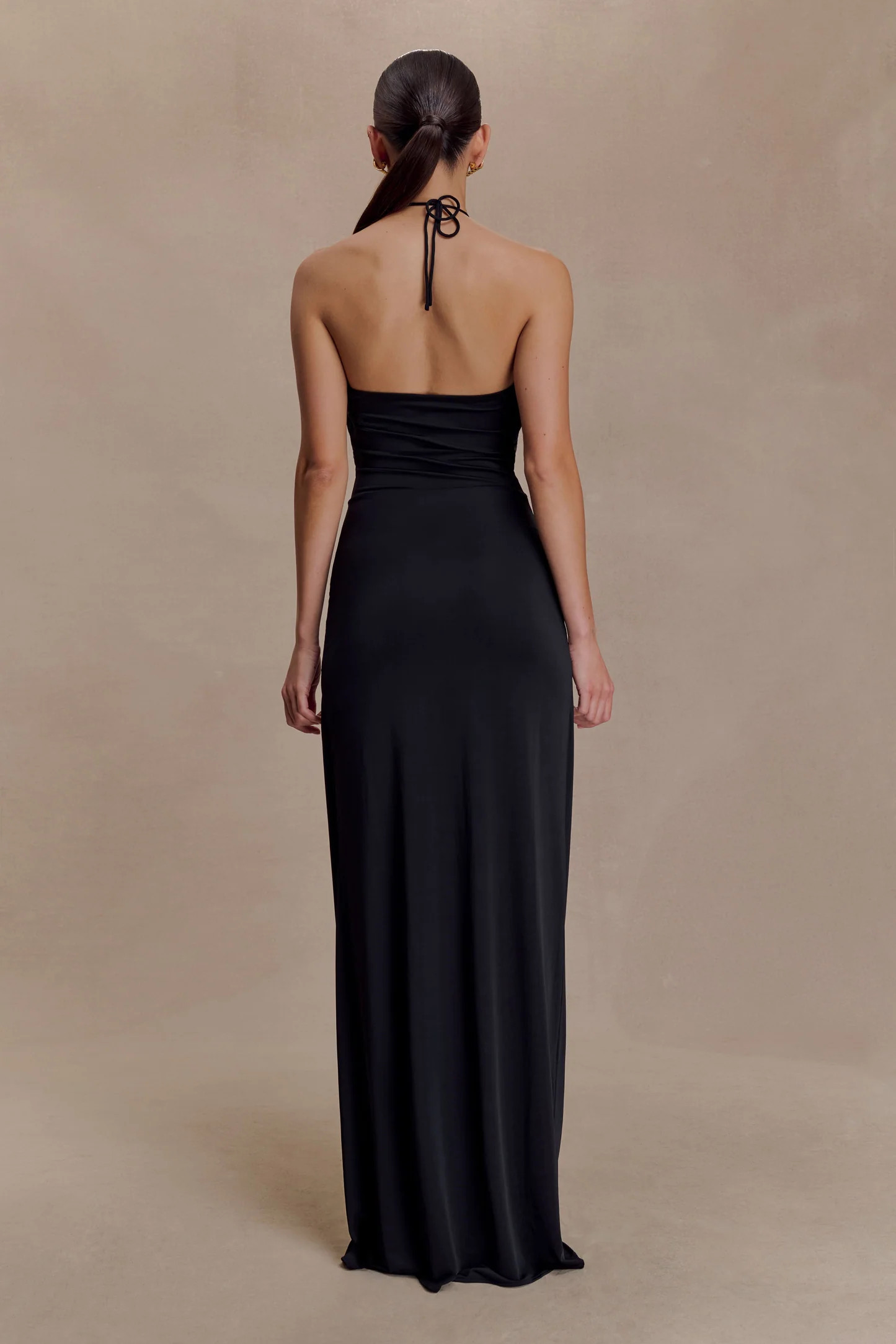 Quincy Halter Maxi Dress With Hardware - Black | MESHKI US