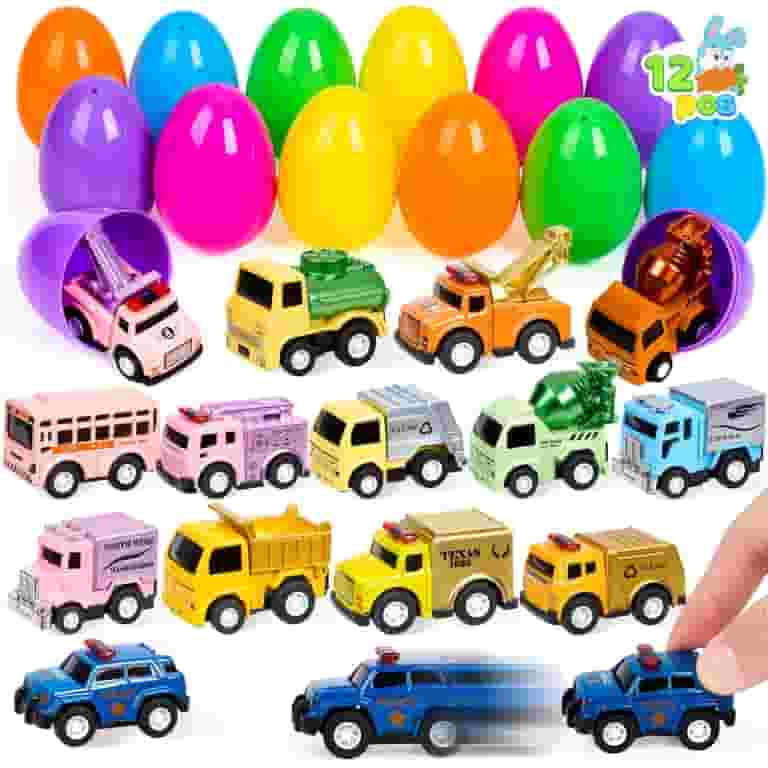 Joyfy 12 Packs Easter Eggs Filled with Cars,Easter Egg Fillers Pull Back Die-Cast Cars Basket for... | Walmart (US)