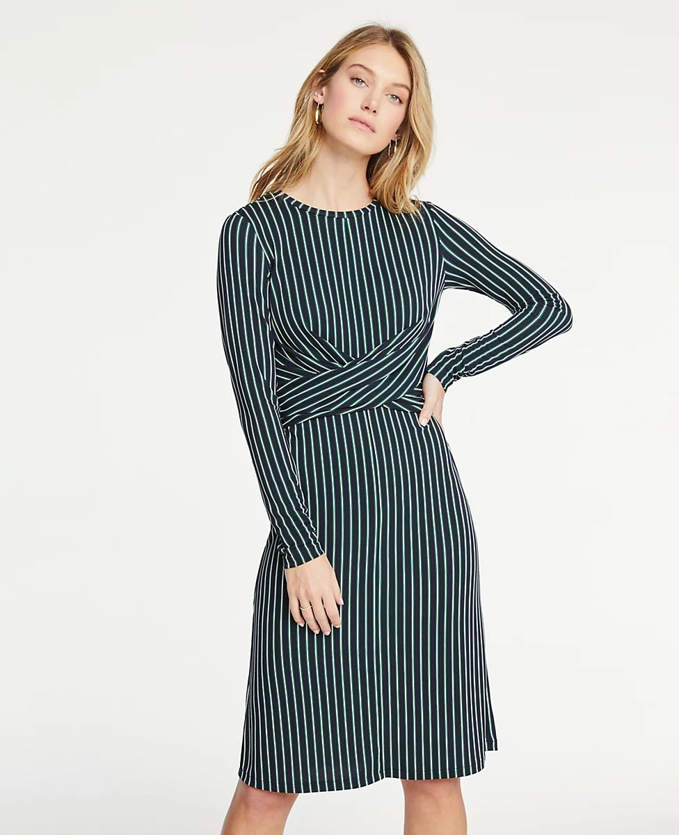 Striped Matte Jersey Wrap Dress | Ann Taylor (US)